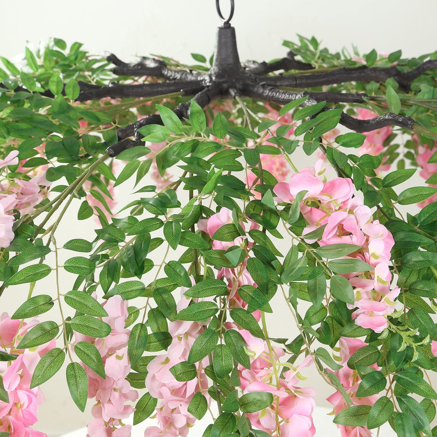55" Artificial Silk Wisteria Vine Round Hanging Canopy Pink in & Dusty Rose, Draping Garland Flower Chandelier With Interchangeable Branches
