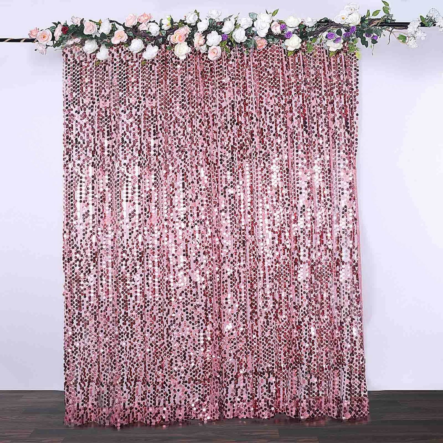 8ftx8ft Pink Big Payette Sequin Event Curtain Drapes, Backdrop Event Panel