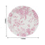 25-Pack Paper 7" Round Dessert Plates in White with Matte Pink French Toile Pattern - Disposable Floral Salad Appetizer Plates