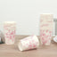 24-Pack Paper Cups in White with Pink French Toile Print - Stylish Disposable Floral Party Cups for Weddings & All Purpose Use 9oz