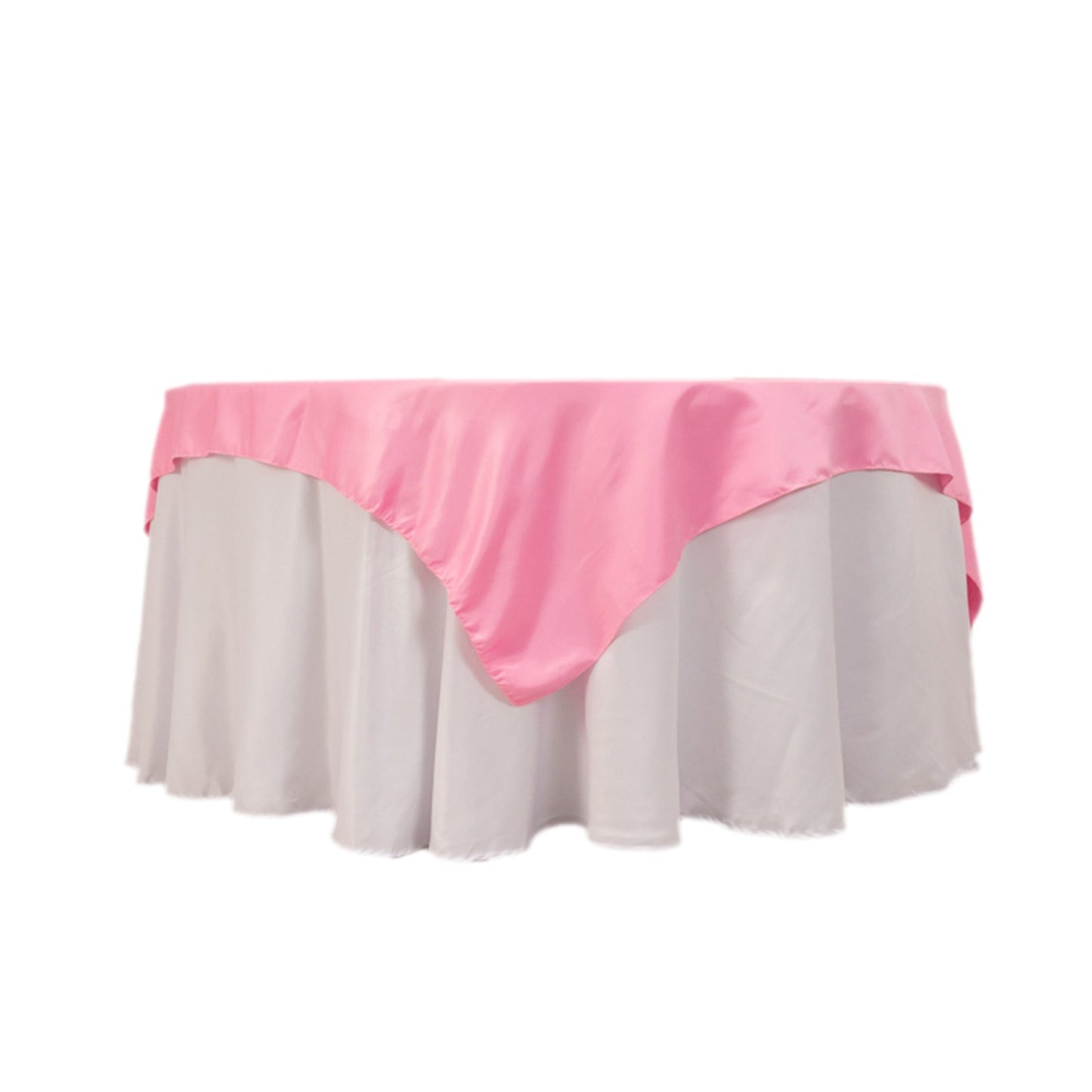 Lamour Satin 72"x72" Table Overlay Square Tablecloth Pink - Smooth Finish Table Topper