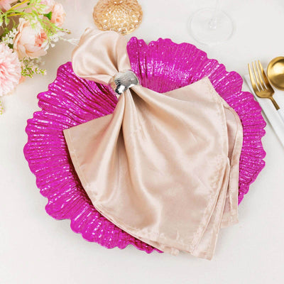 6-Pack Acrylic Plastic Round Charger Plates 13" in Fuchsia with Reef Design, Dinner Charger Tableware