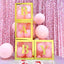2 Pack 12" Metallic Gold Clear Baby Shower Party Decoration Boxes, Transparent DIY Balloon Boxes