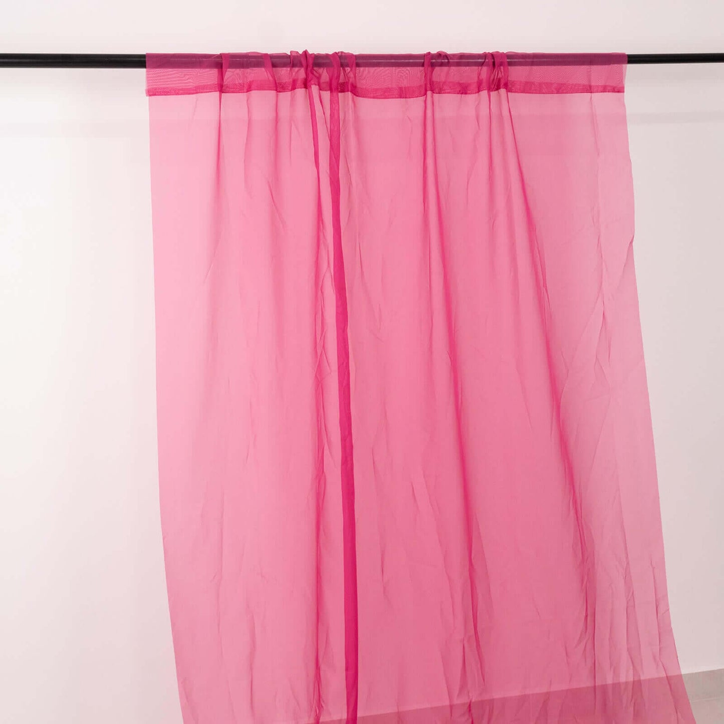 5ftx32ft Fuchsia Chiffon Curtain Panel, Durable Flame Resistant Backdrop Ceiling Drapery With Rod Pocket