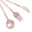 24-Pack Plastic Flatware Set in Rose Gold with Blush Handle - Heavy Duty Disposable Modern Silverware 8"