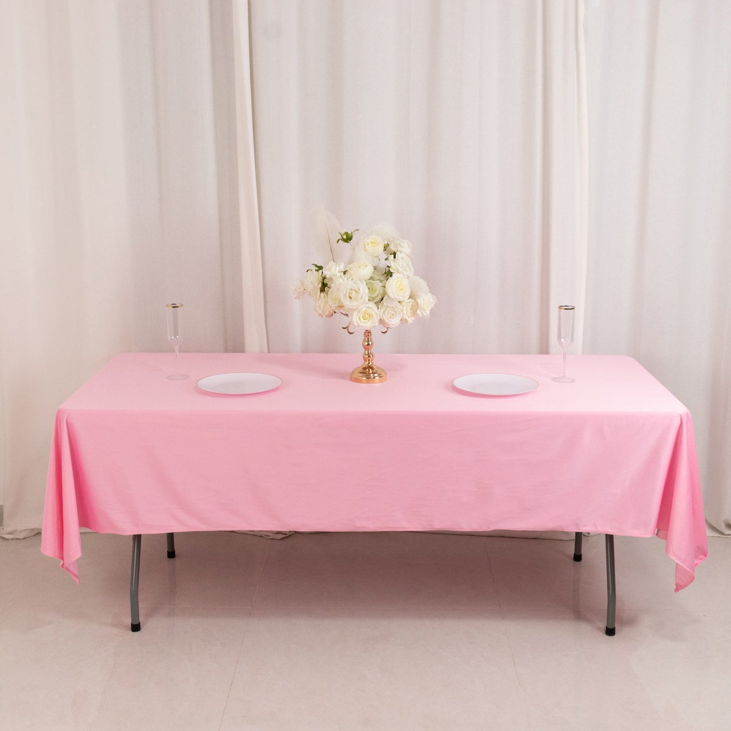 Scuba Rectangular 60"x102" Tablecloth Pink - Wrinkle Free & Stain Resistant Table Cover