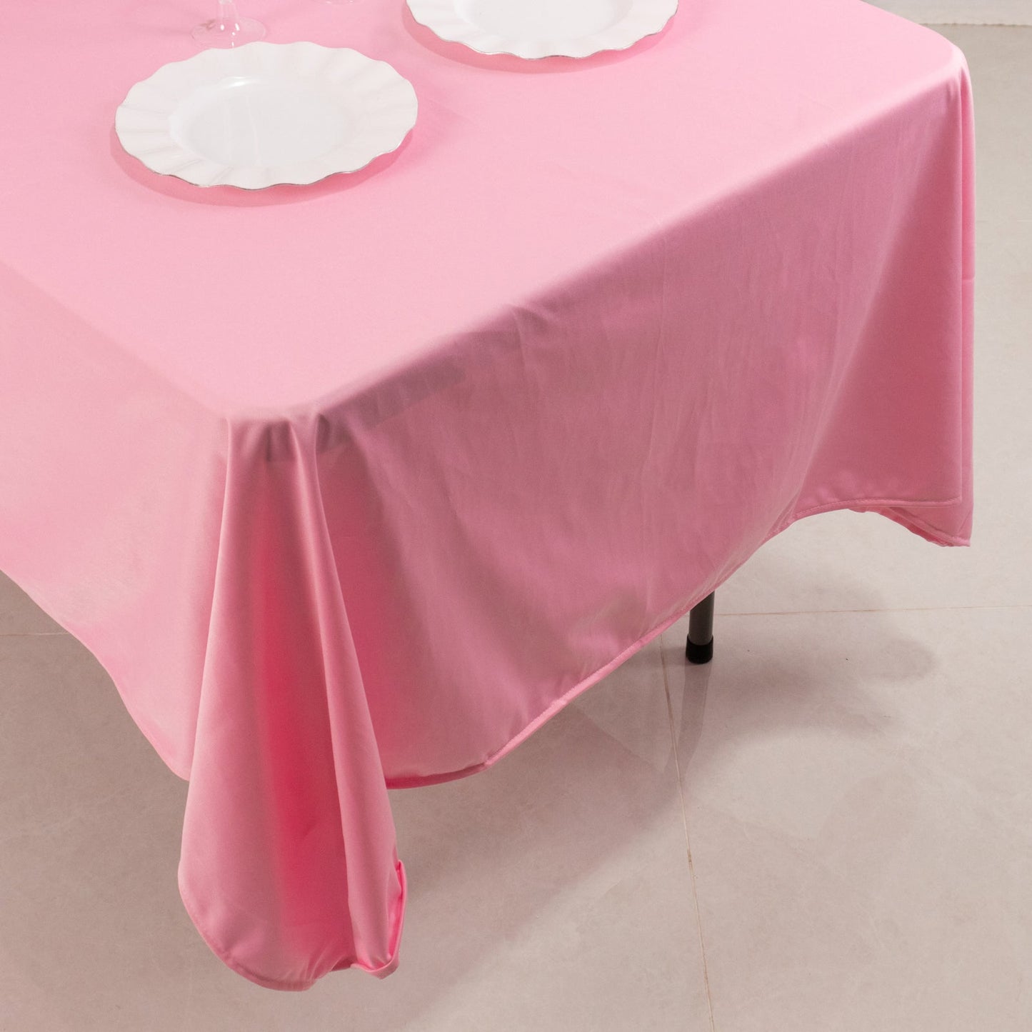 Scuba Rectangular 60"x102" Tablecloth Pink - Wrinkle Free & Stain Resistant Table Cover