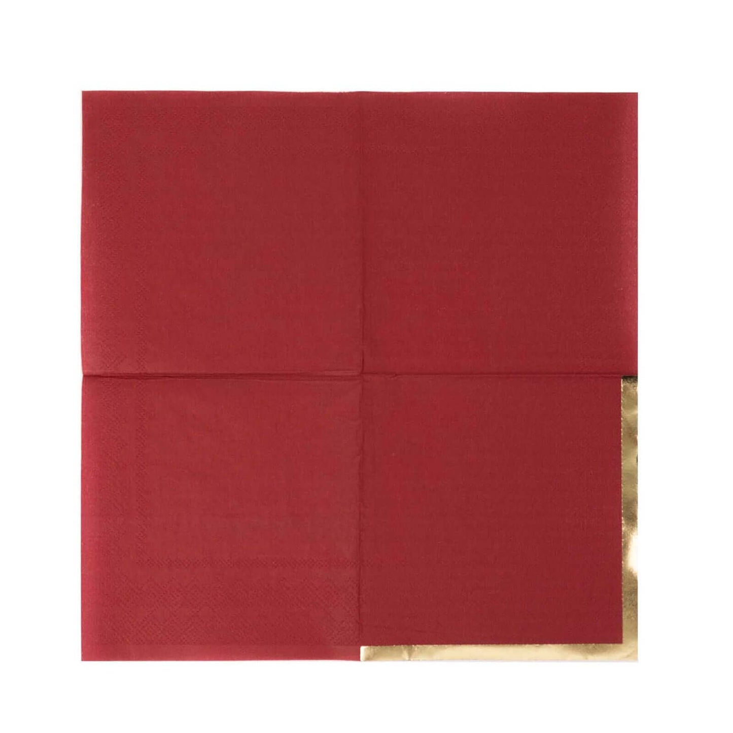 50-Pack Paper Beverage Napkins Burgundy with Gold Foil Edge - 2 Ply Disposable Soft 18GSM Cocktail Napkins 5"x5"