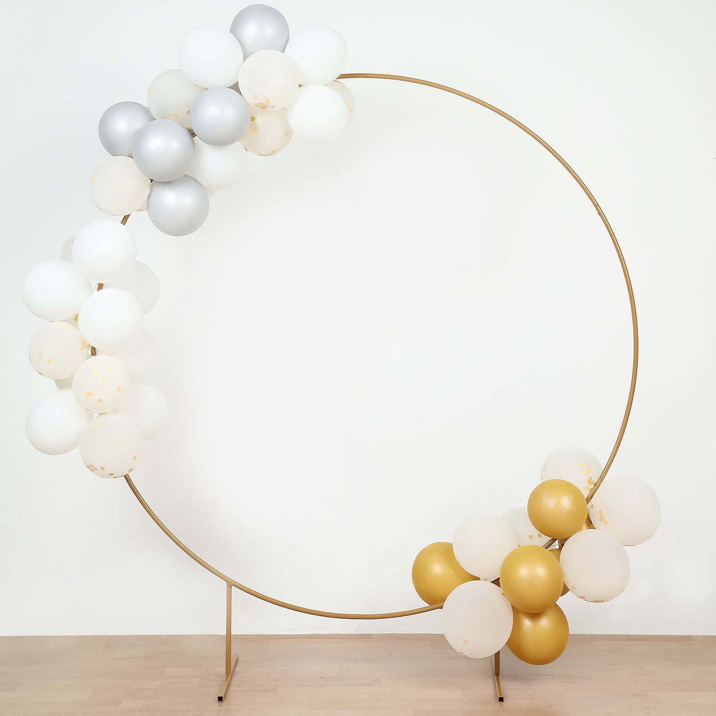 6.5ft Gold Metal Circle Wedding Arch Stand, Floral Balloon Garland Hoop, Round Backdrop Frame