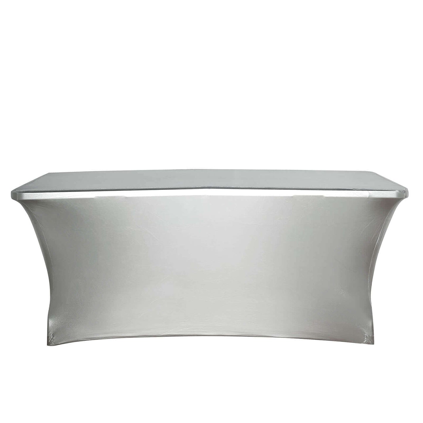 Stretch Spandex 72"x30" Rectangle Tablecloth Metallic Silver - Form-Fitting Table Cover