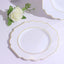 10-Pack Plastic Dinner Plates in White Baroque Design with Scalloped Gold Rim - Heavy Duty Disposable Party Plates for Events & Banquets 11"