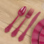 72 Pcs Plastic Silverware Set in Baroque Style Burgundy - Heavy Duty Disposable Knife, Fork, and Spoon Set