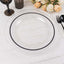 10-Pack Plastic 10" Round Dinner Plates in Clear with Black Rim - Disposable Party Plates for Classy Banquets & Special Occasions