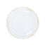 10-Pack Plastic 7" Round Dessert Plates in Clear with Gold Vintage Embossed Rim - Sturdy Disposable Scalloped Edge Salad Plates for Sophisticated Events & Celebrations