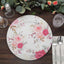 6-Pack Plastic Round Charger Plates 13" in White with Assorted Rose Floral Print, Decorative Dinner Party Charger Tableware