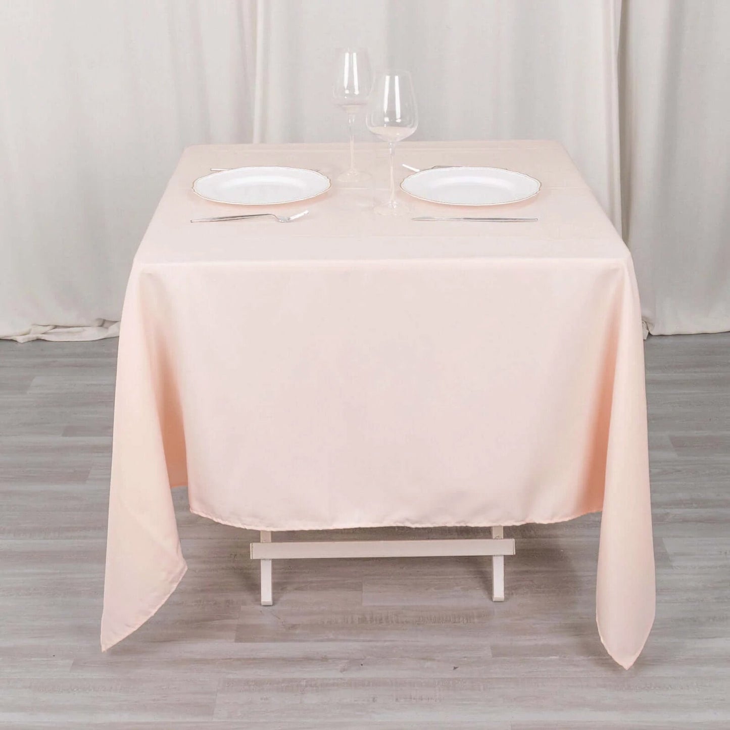 Premium Polyester Square Tablecloth 70"x70" Blush 220GSM Wrinkle-Resistant Table Cover