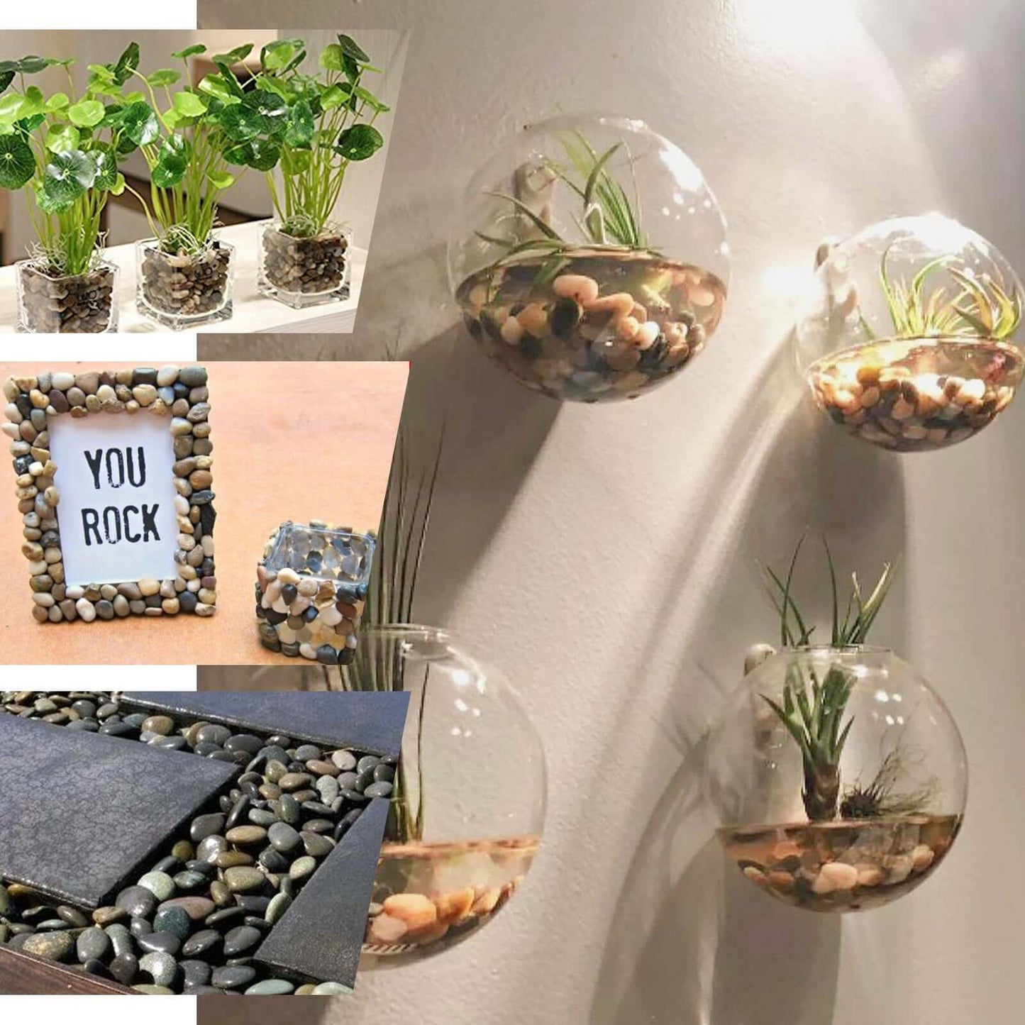 Polished Decorative Stones Natural Assorted Design - Ideal Vase Fillers, Landscaping, and Aquarium Use 2Lb - Linen Luxes