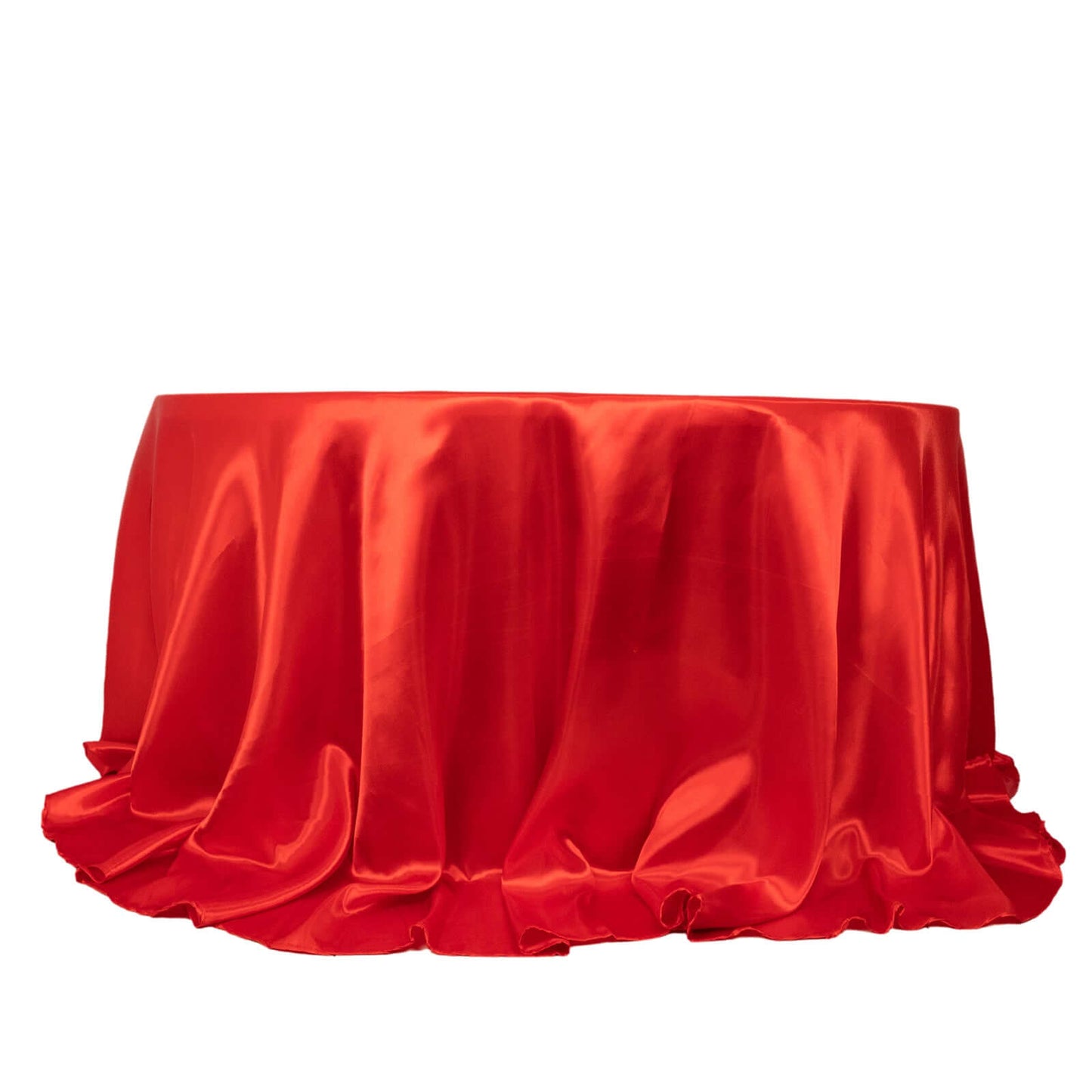 Satin 132" Round Tablecloth Red - Stylish Seamless Table Cover