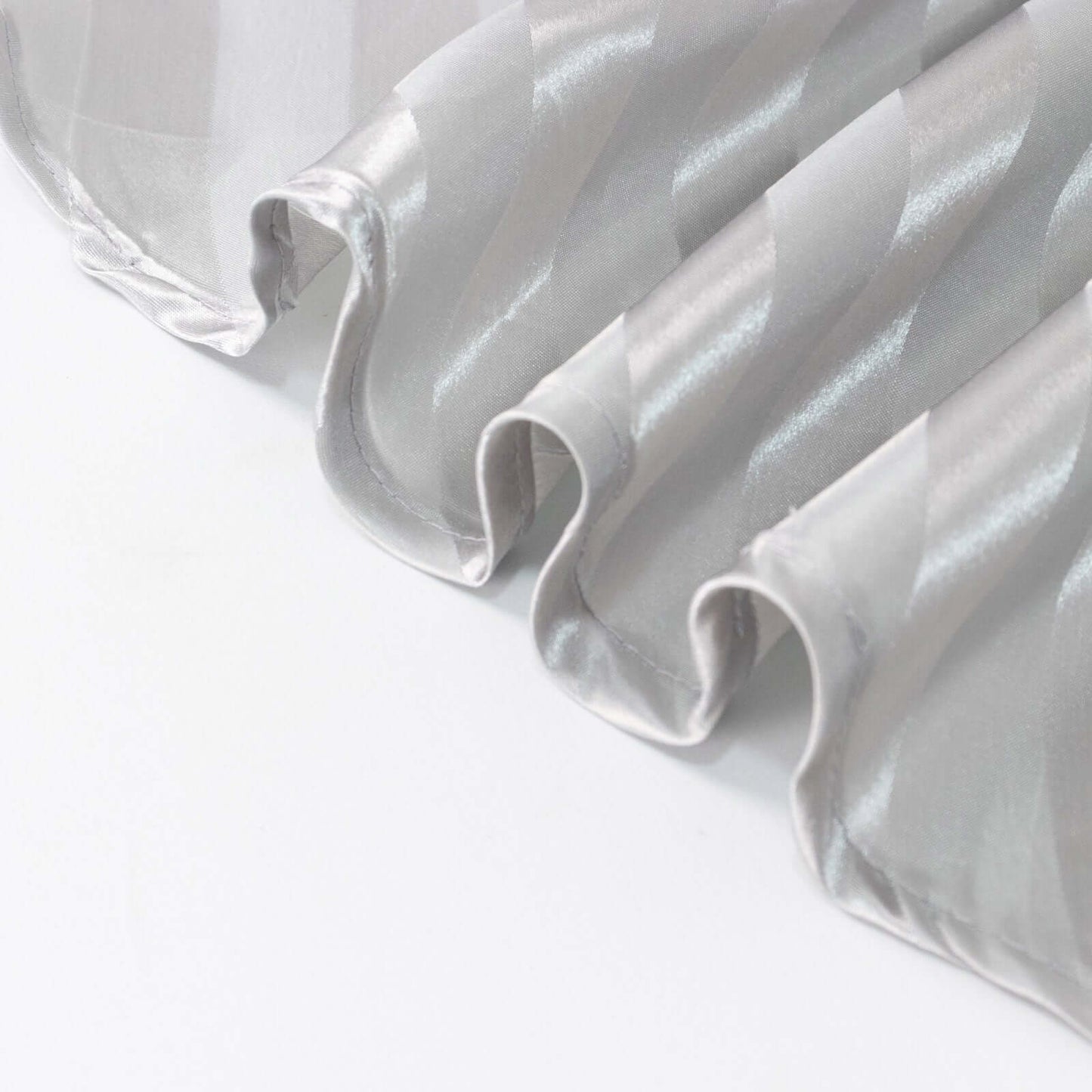 Satin Striped 90"x132" Rectangular Tablecloth Silver - Seamless Silky Smooth Table Cover