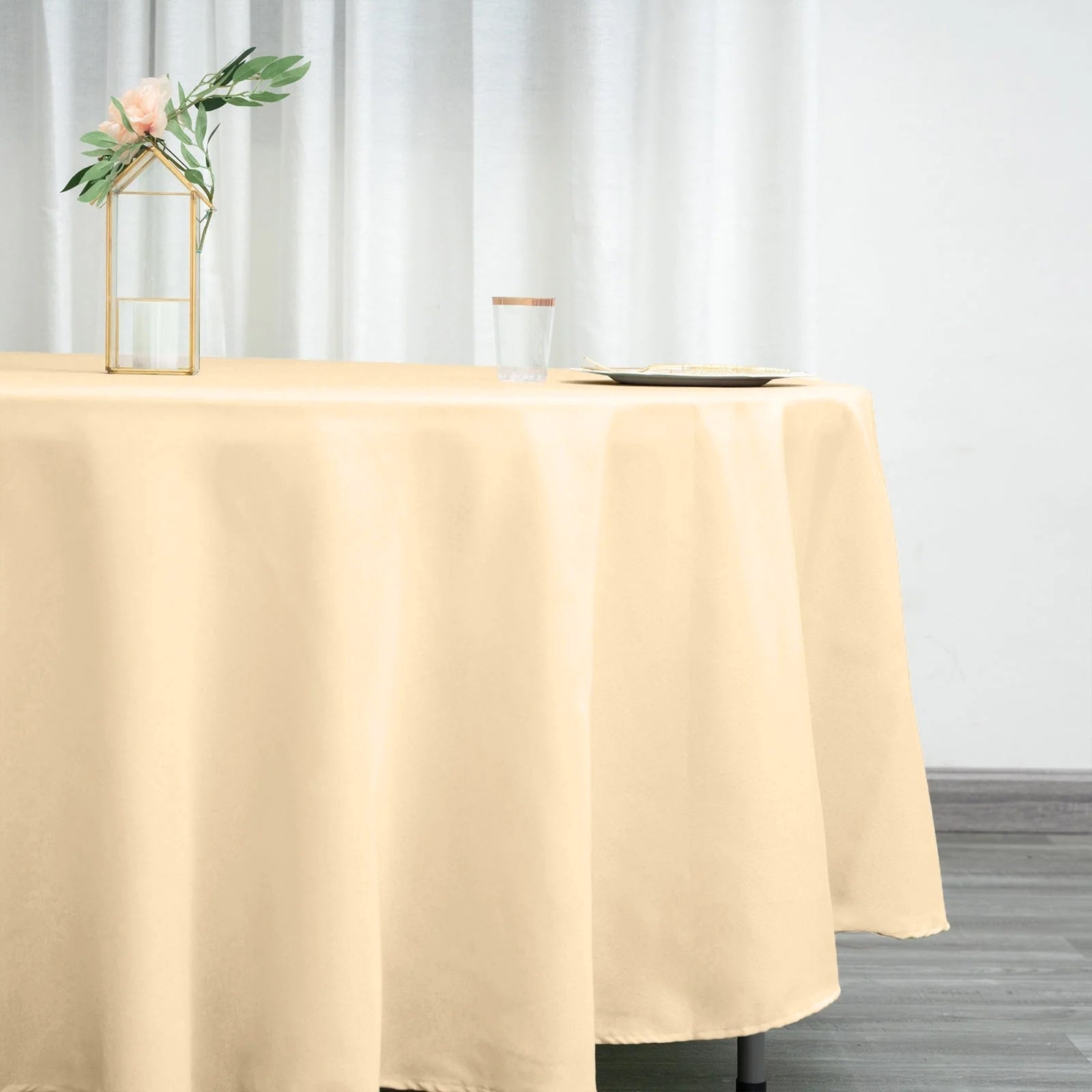 Polyester 108" Round Tablecloth Beige - Wrinkle - Resistant Table Cover - Linen Luxes