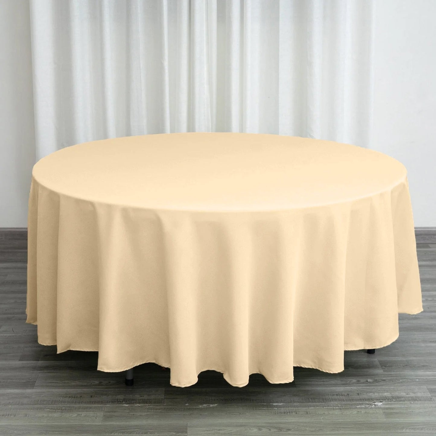 Polyester 108" Round Tablecloth Beige - Wrinkle - Resistant Table Cover - Linen Luxes