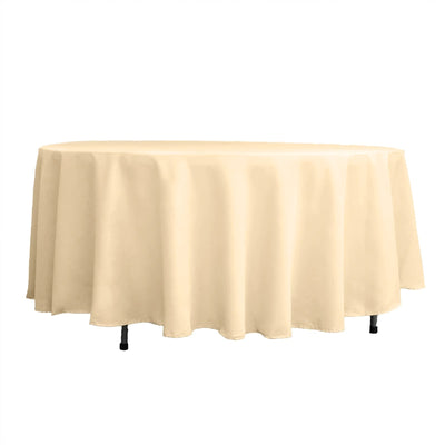 Polyester 108" Round Tablecloth Beige - Wrinkle - Resistant Table Cover - Linen Luxes