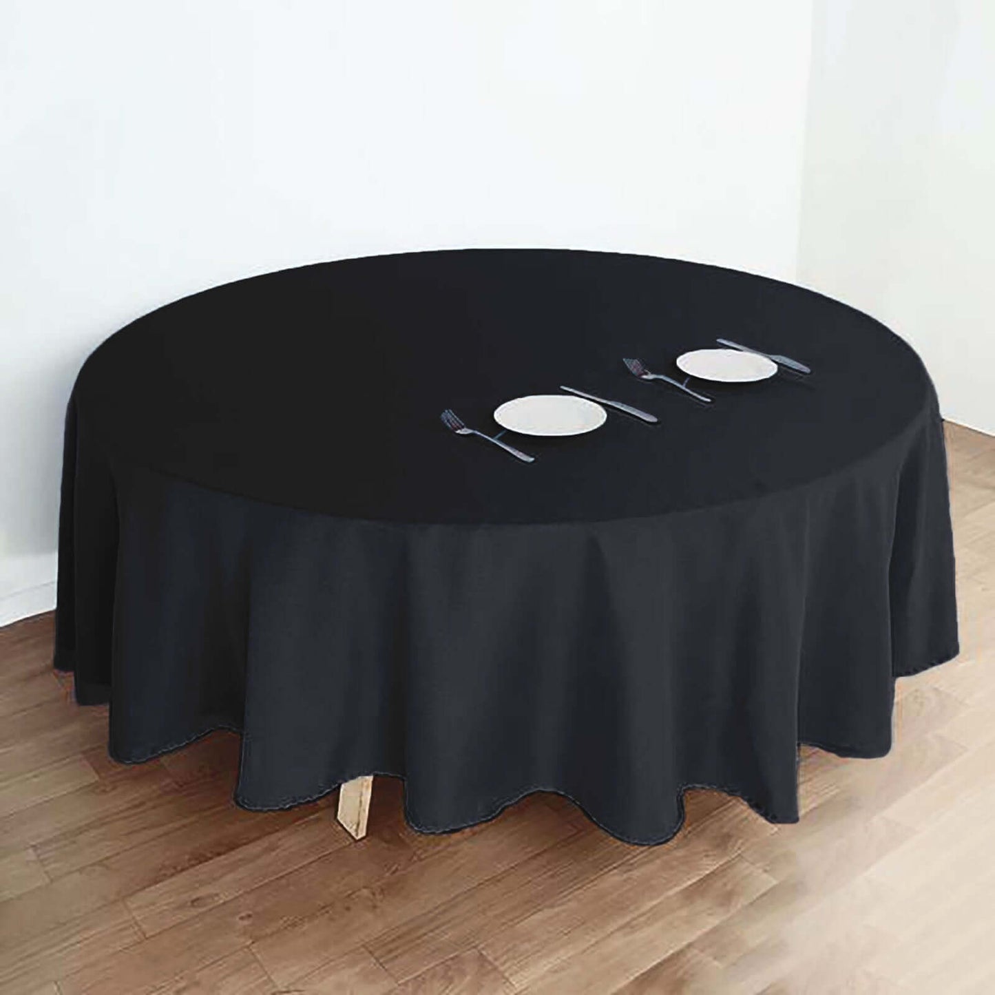 Polyester 108" Round Tablecloth Black - Wrinkle - Resistant and Stylish Table Cover - Linen Luxes