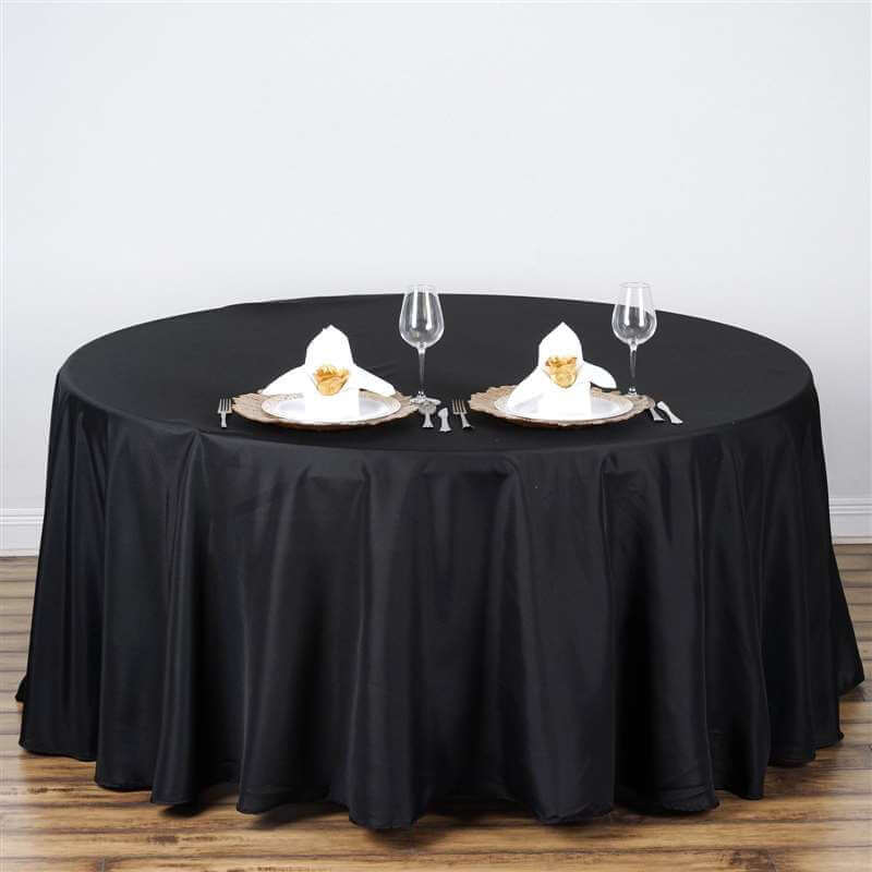 Polyester 108" Round Tablecloth Black - Wrinkle - Resistant and Stylish Table Cover - Linen Luxes