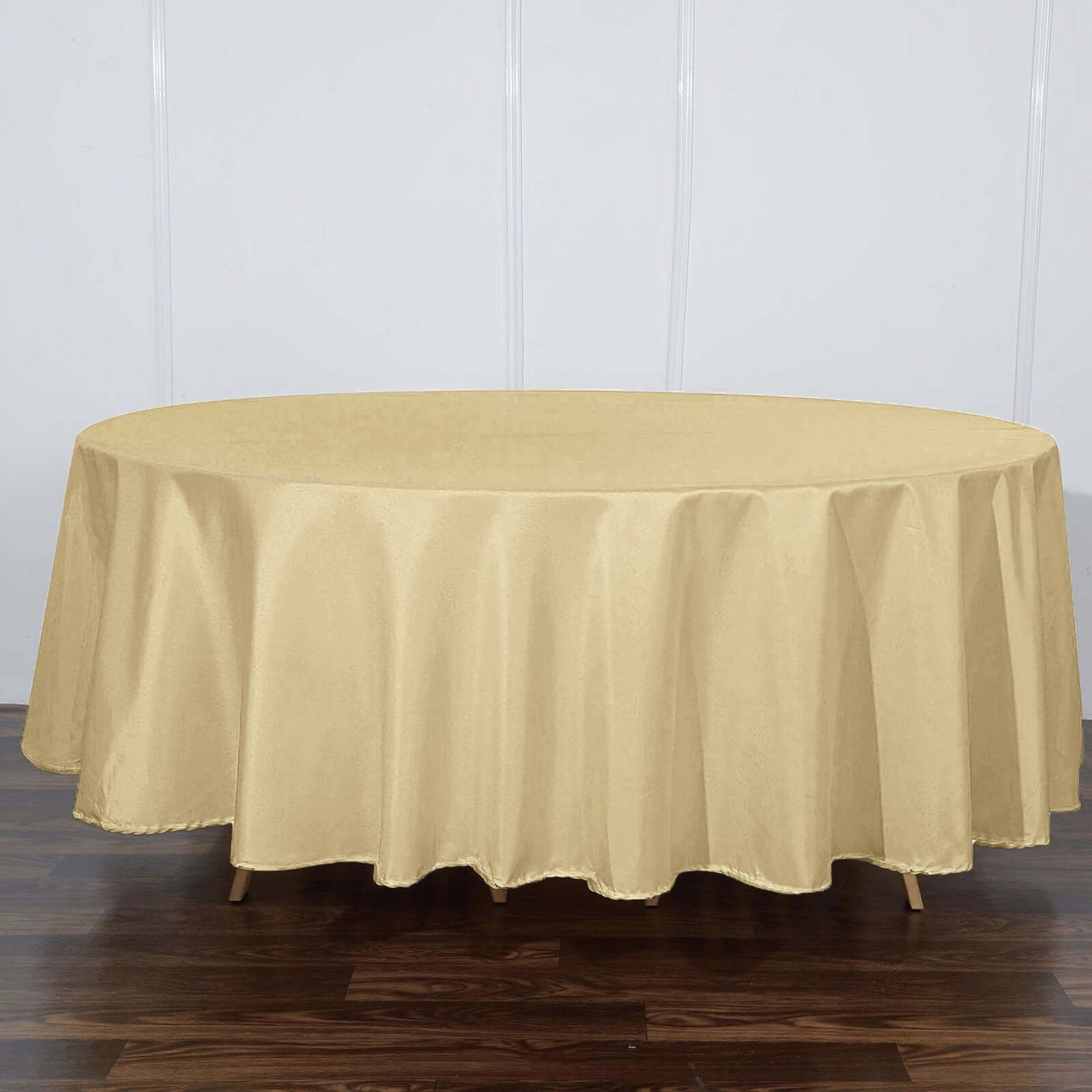Polyester 108" Round Tablecloth Champagne - Wrinkle - Resistant Table Cover - Linen Luxes