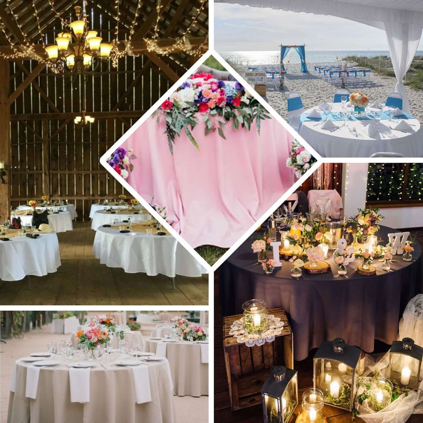 Polyester 108" Round Tablecloth Champagne - Wrinkle - Resistant Table Cover - Linen Luxes