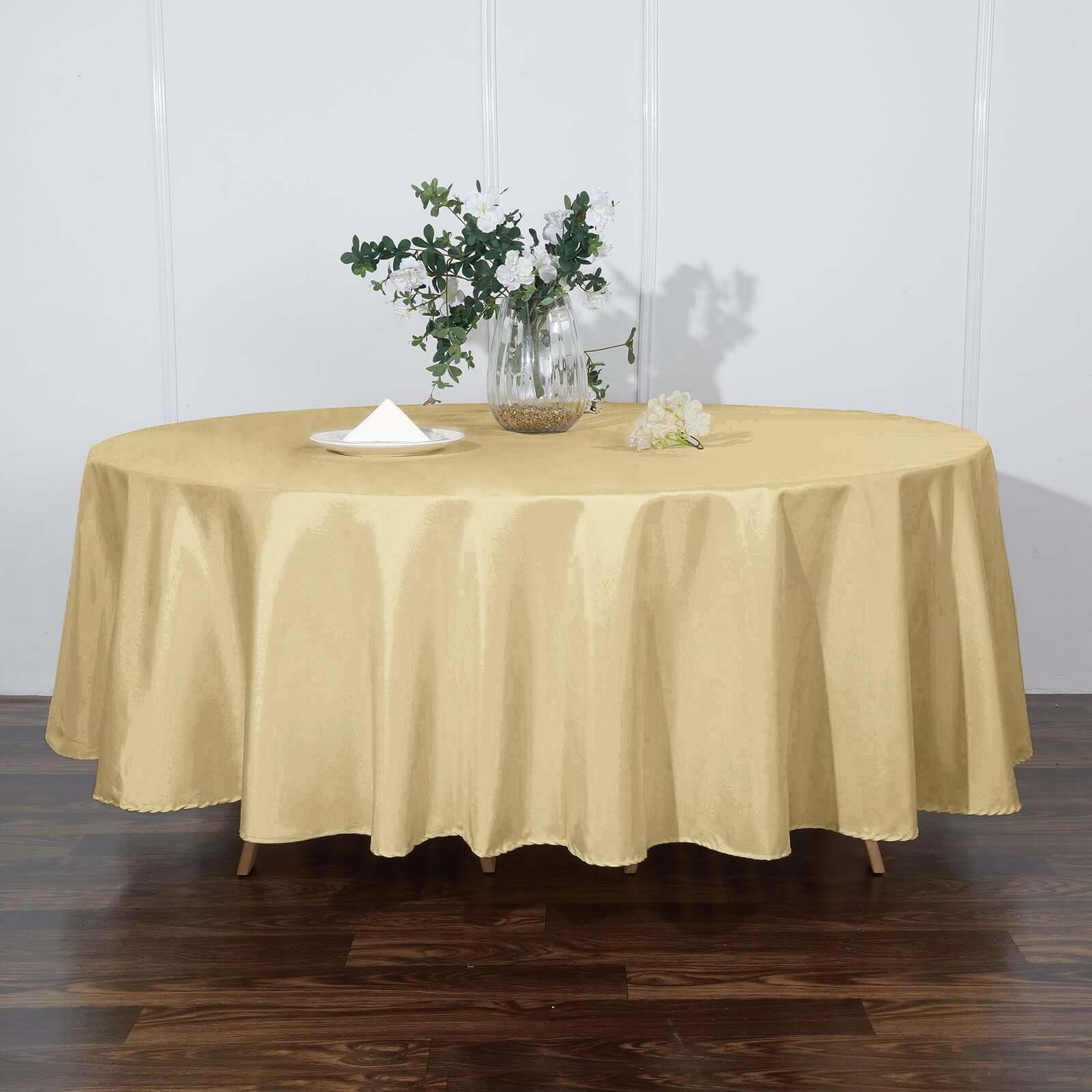 Polyester 108" Round Tablecloth Champagne - Wrinkle - Resistant Table Cover - Linen Luxes