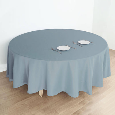 Polyester 108" Round Tablecloth Dusty Blue - Wrinkle - Resistant Table Cover - Linen Luxes