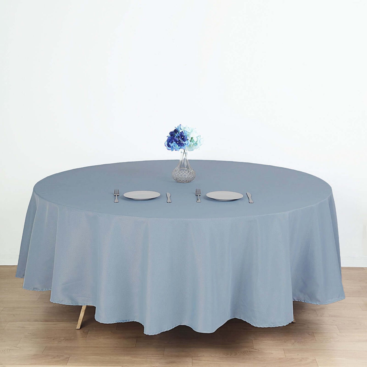Polyester 108" Round Tablecloth Dusty Blue - Wrinkle - Resistant Table Cover - Linen Luxes