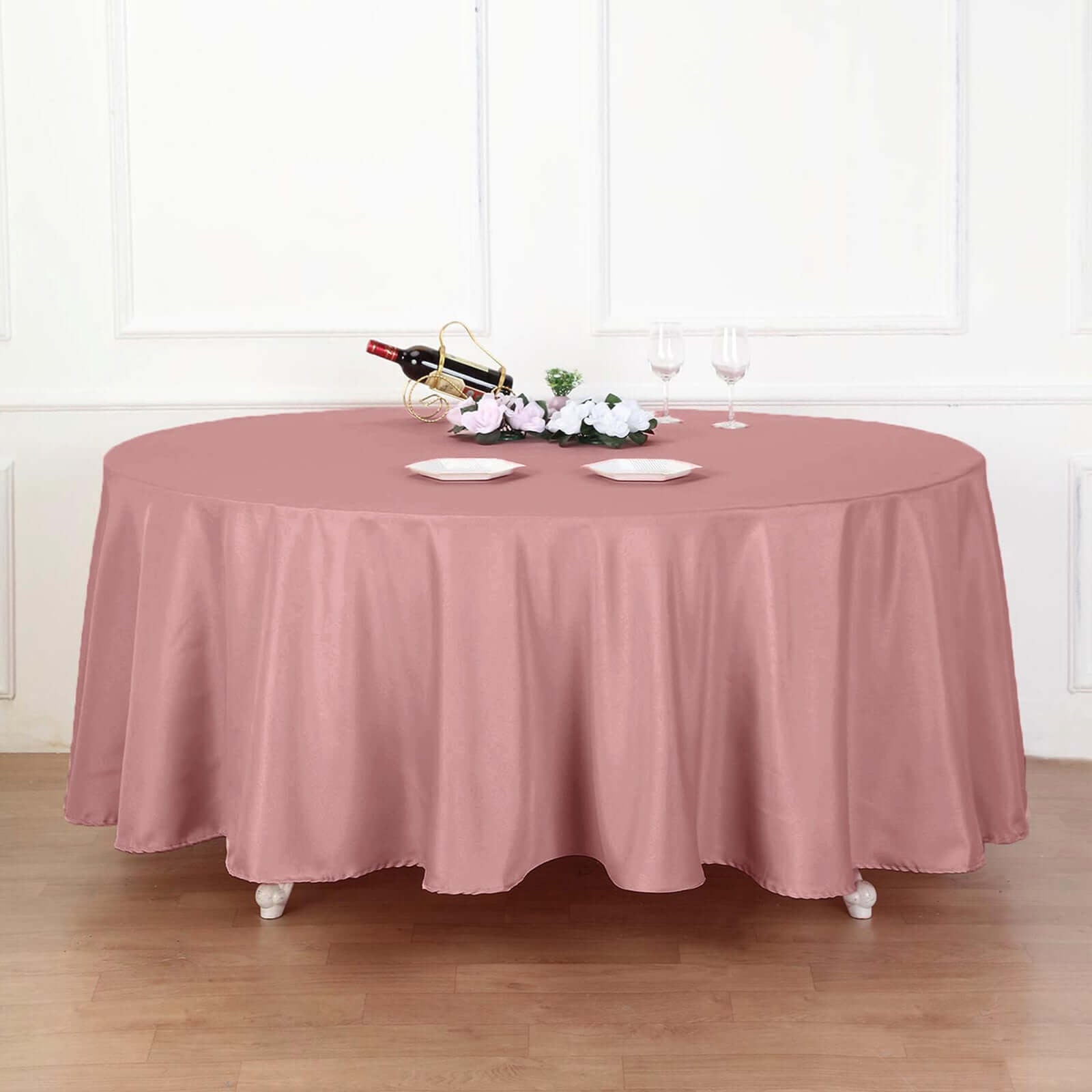 Polyester 108" Round Tablecloth Dusty Rose - Wrinkle - Resistant Table Cover - Linen Luxes
