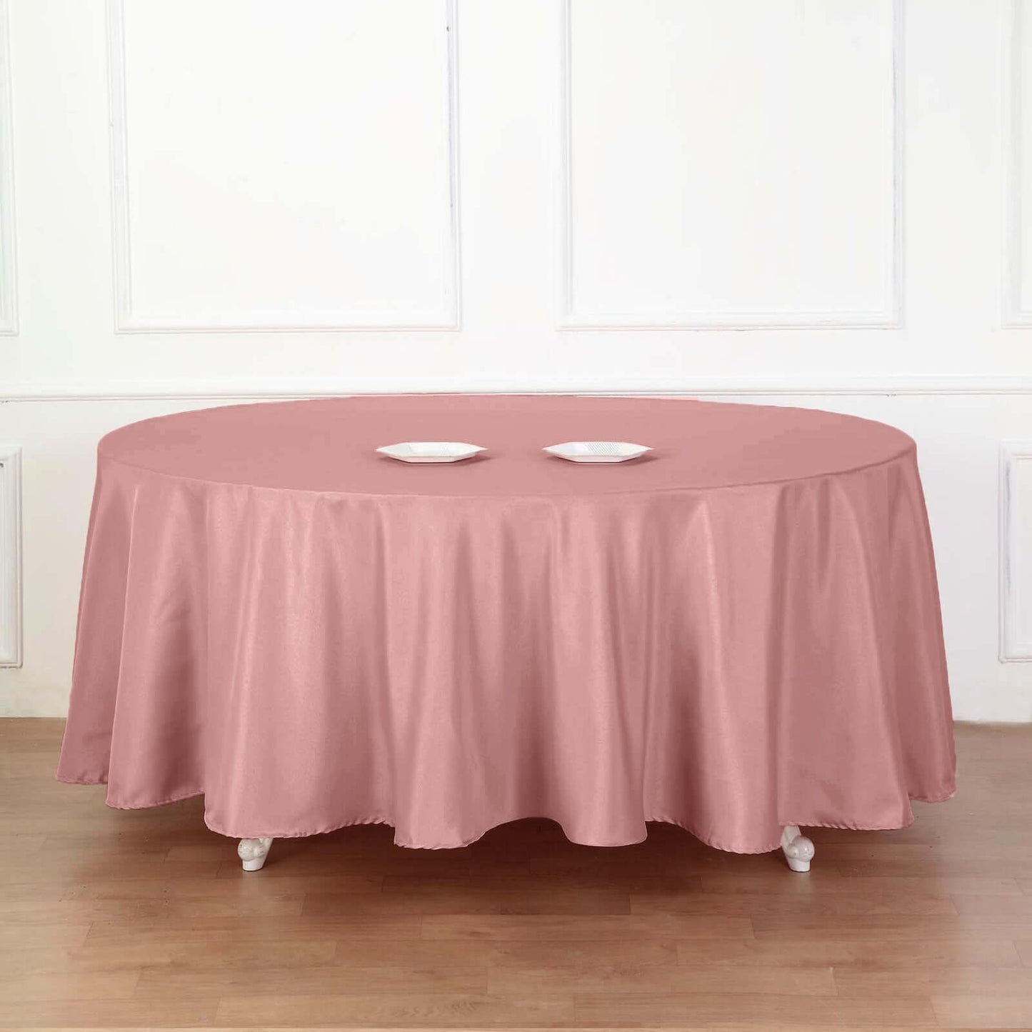 Polyester 108" Round Tablecloth Dusty Rose - Wrinkle - Resistant Table Cover - Linen Luxes