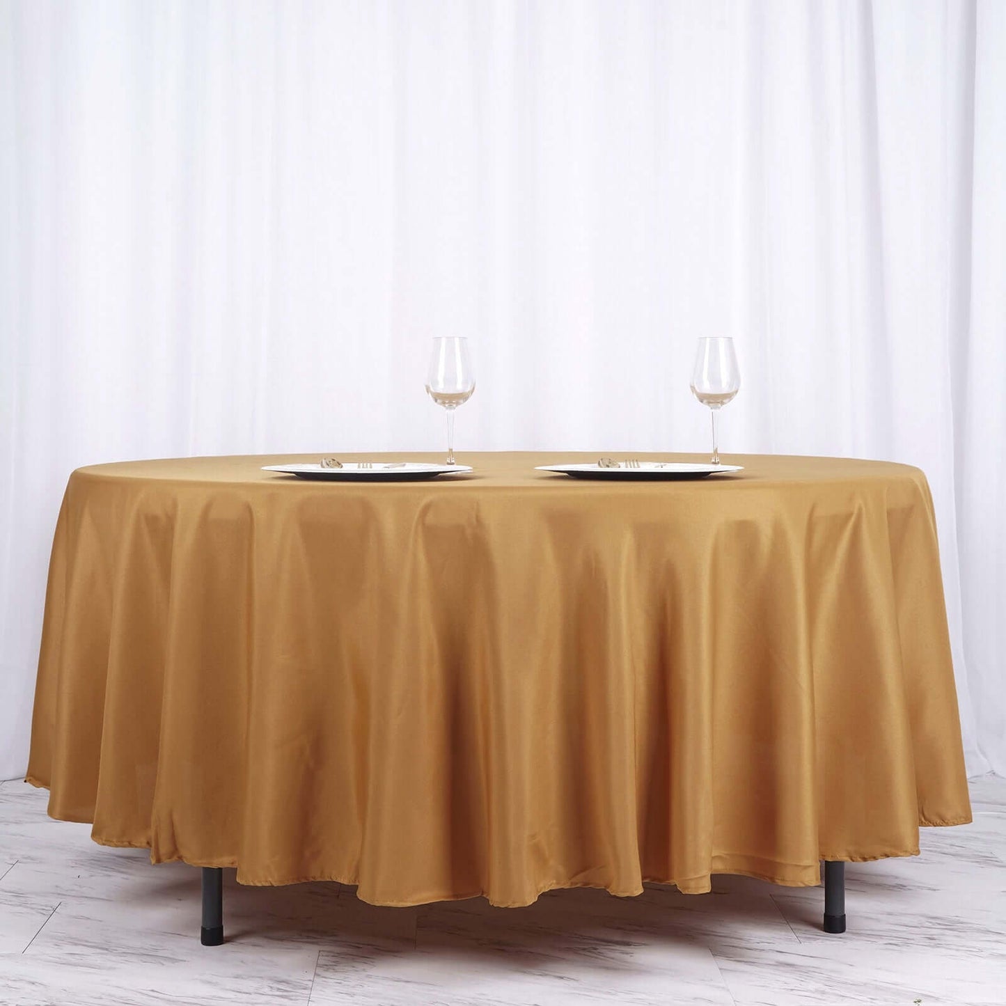 Polyester 108" Round Tablecloth Gold - Wrinkle - Resistant and Stylish Table Cover - Linen Luxes