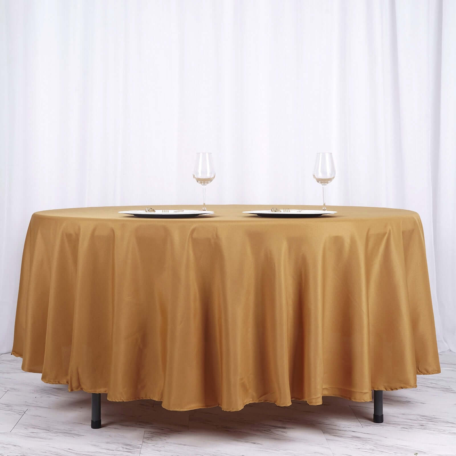 Polyester 108" Round Tablecloth Gold - Wrinkle - Resistant and Stylish Table Cover - Linen Luxes