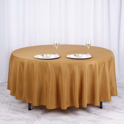 Polyester 108" Round Tablecloth Gold - Wrinkle - Resistant and Stylish Table Cover - Linen Luxes