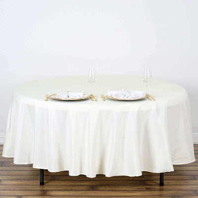 Polyester 108" Round Tablecloth Ivory - Wrinkle - Resistant Table Cover - Linen Luxes