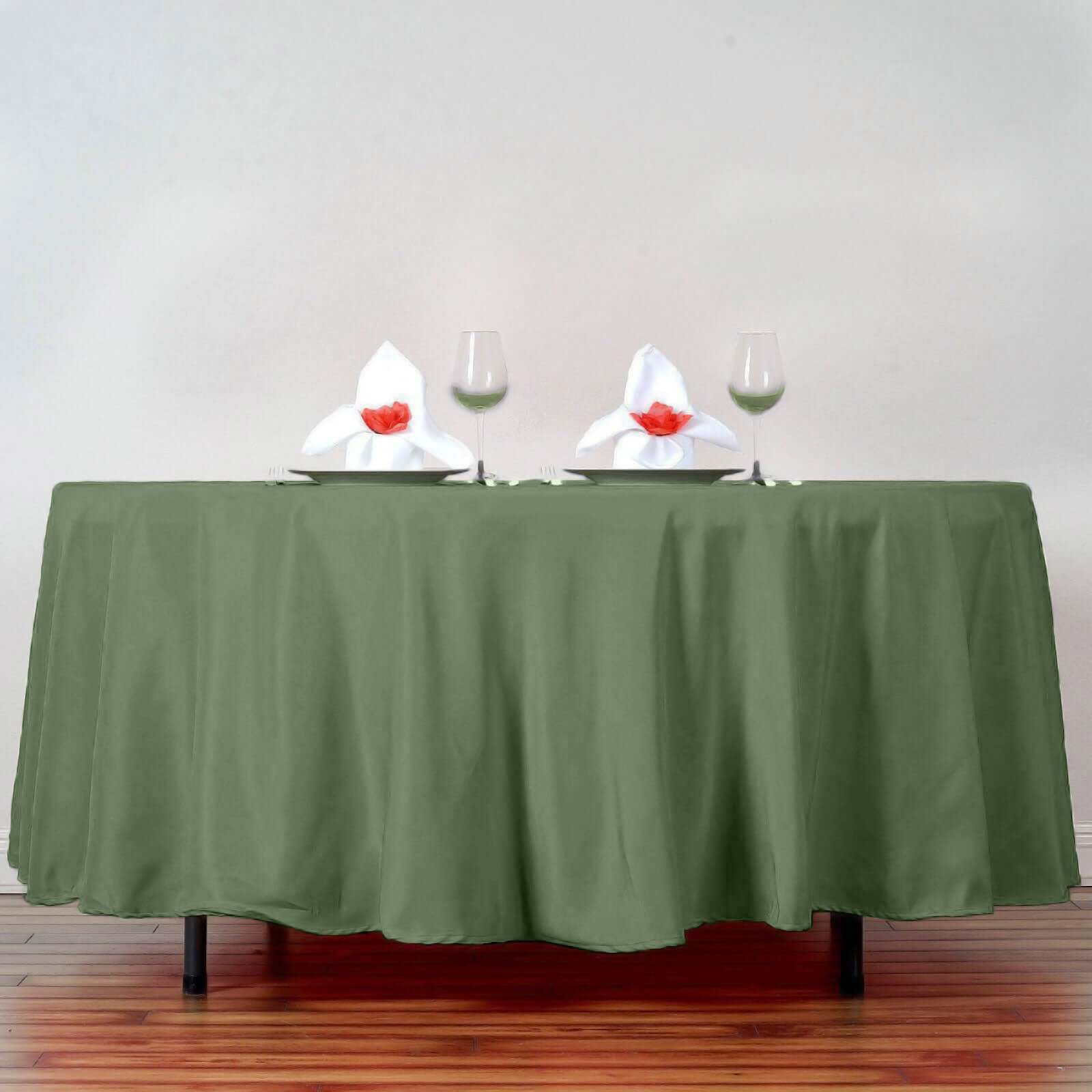 Polyester 108" Round Tablecloth Olive Green - Wrinkle - Resistant Table Cover - Linen Luxes