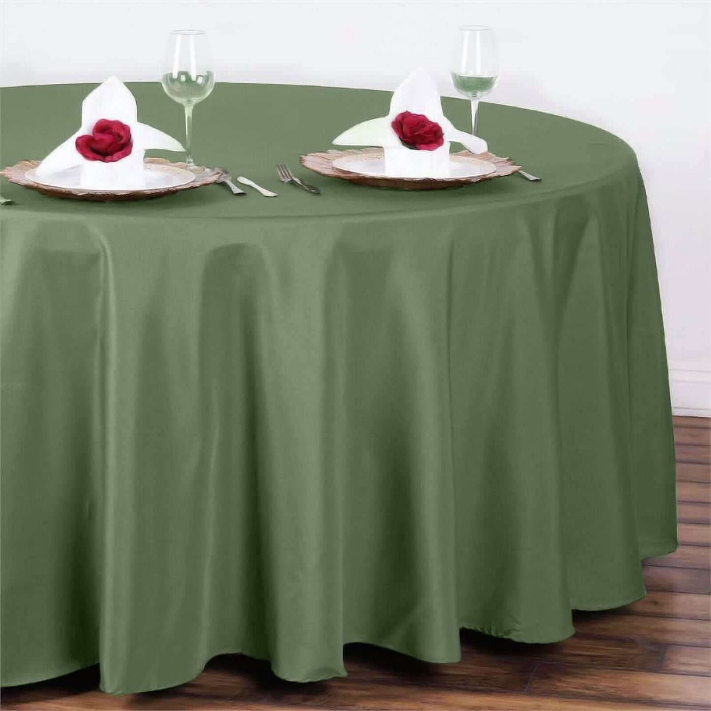 Polyester 108" Round Tablecloth Olive Green - Wrinkle - Resistant Table Cover - Linen Luxes