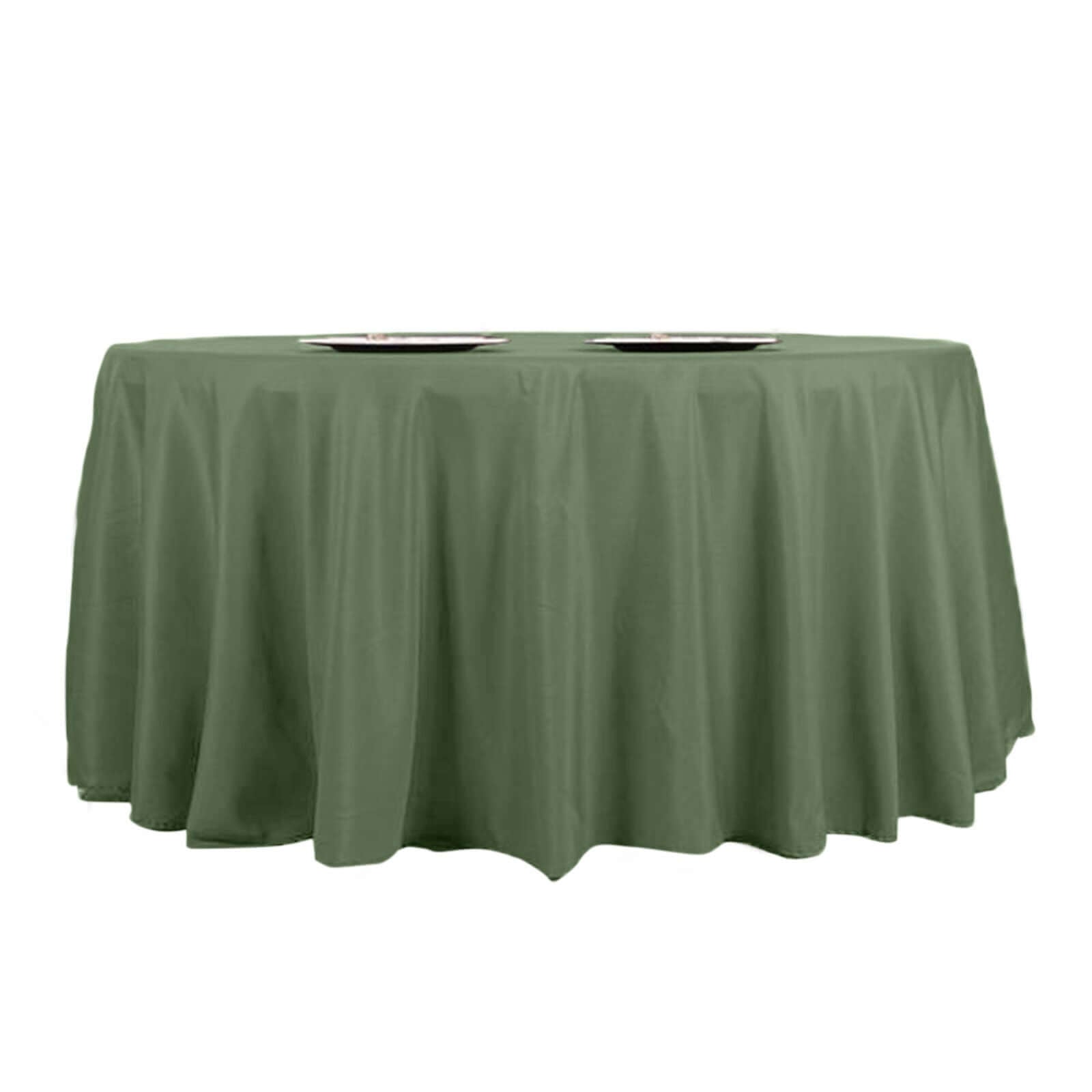 Polyester 108" Round Tablecloth Olive Green - Wrinkle - Resistant Table Cover - Linen Luxes