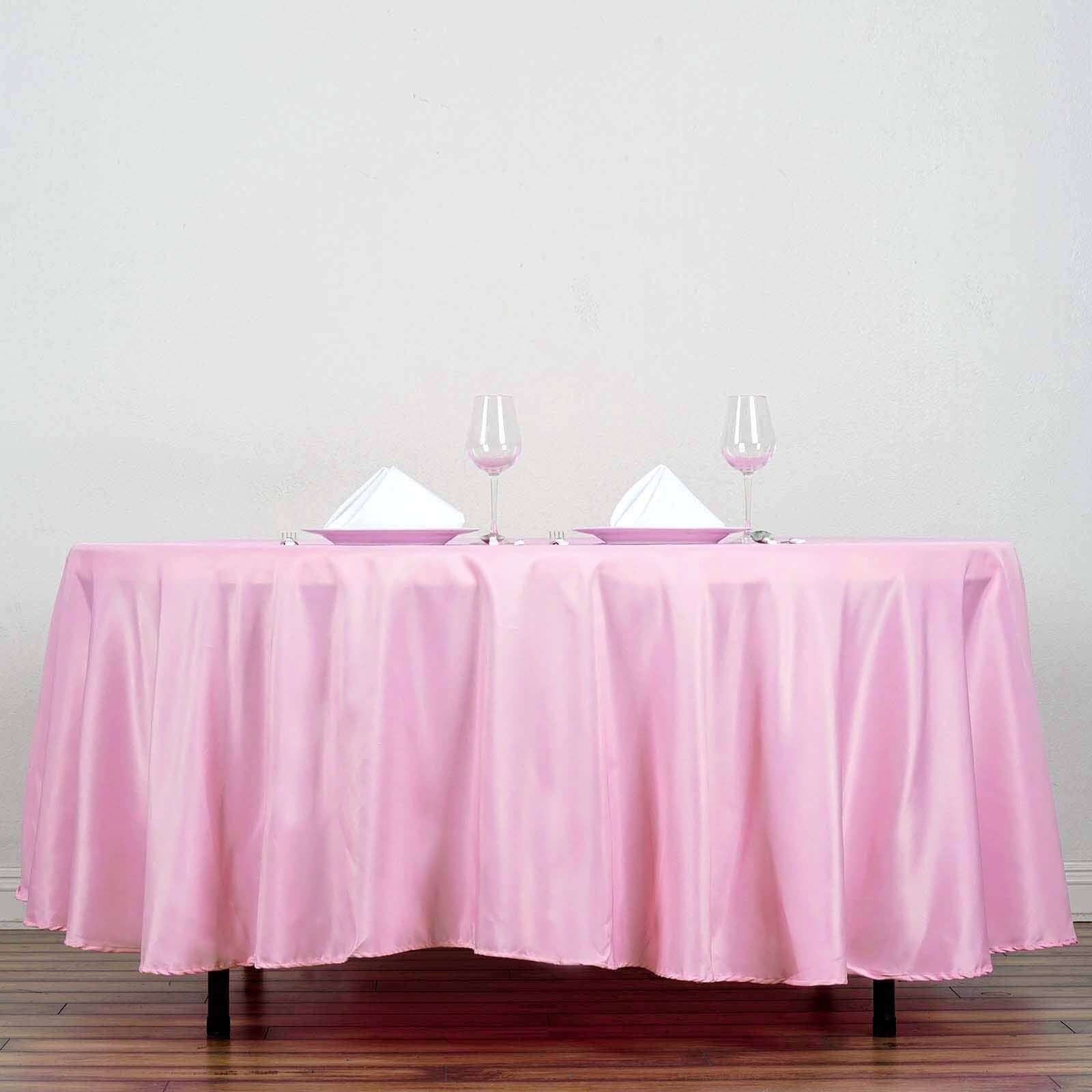 Polyester 108" Round Tablecloth Pink - Wrinkle - Resistant Table Cover - Linen Luxes