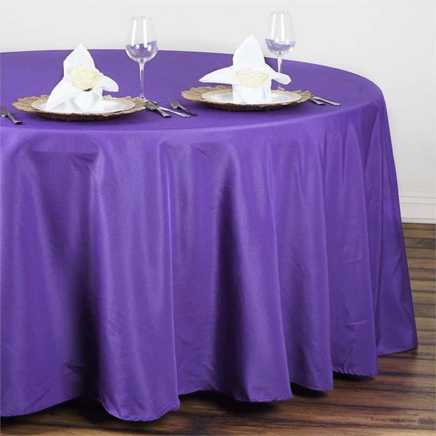 Polyester 108" Round Tablecloth Purple - Wrinkle - Resistant Table Cover - Linen Luxes