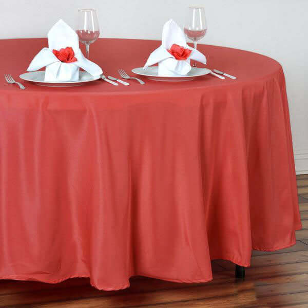 Polyester 108" Round Tablecloth Red - Wrinkle - Resistant Table Cover - Linen Luxes