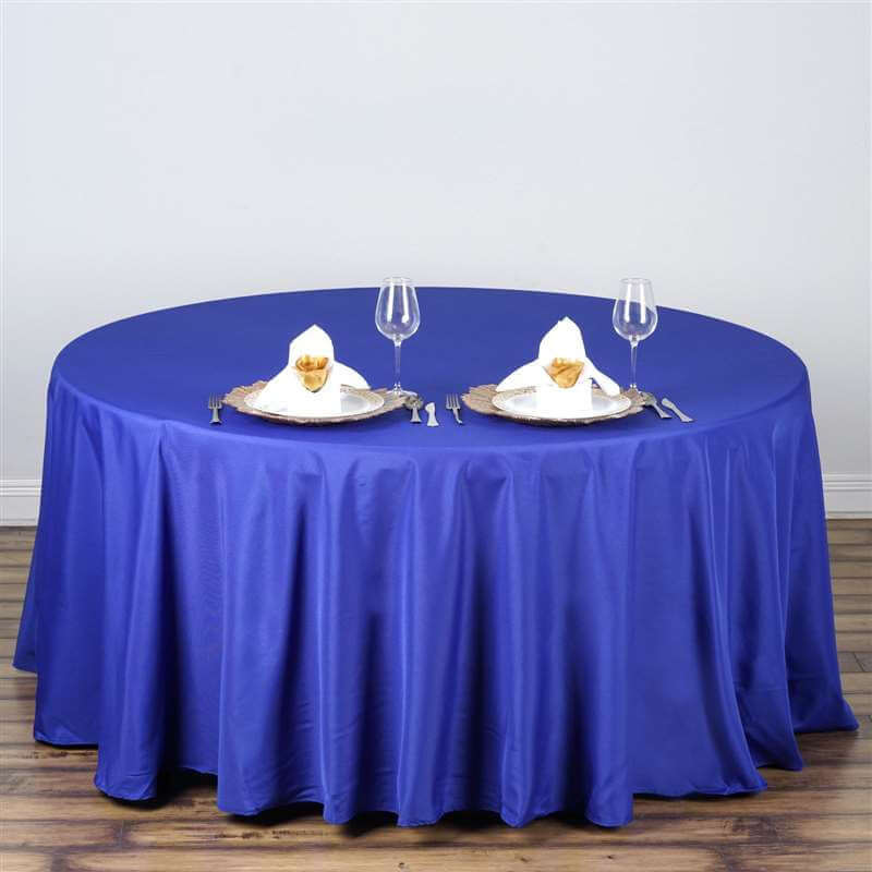 Polyester 108" Round Tablecloth Royal Blue - Wrinkle - Resistant Table Cover - Linen Luxes