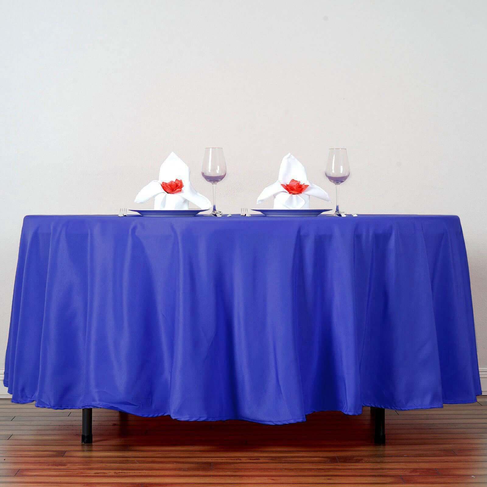 Polyester 108" Round Tablecloth Royal Blue - Wrinkle - Resistant Table Cover - Linen Luxes