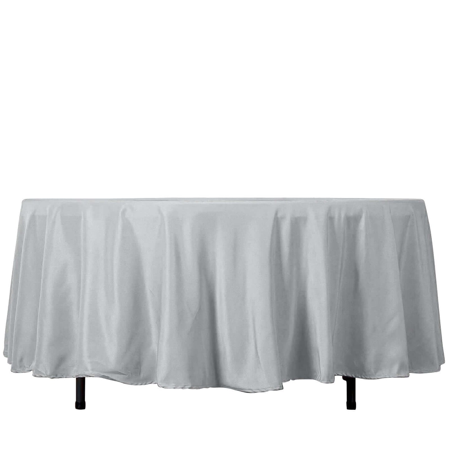 Polyester 108" Round Tablecloth Silver - Wrinkle - Resistant Table Cover - Linen Luxes