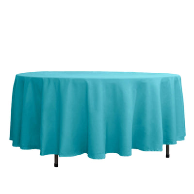 Polyester 108" Round Tablecloth Turquoise - Wrinkle - Resistant Table Cover - Linen Luxes