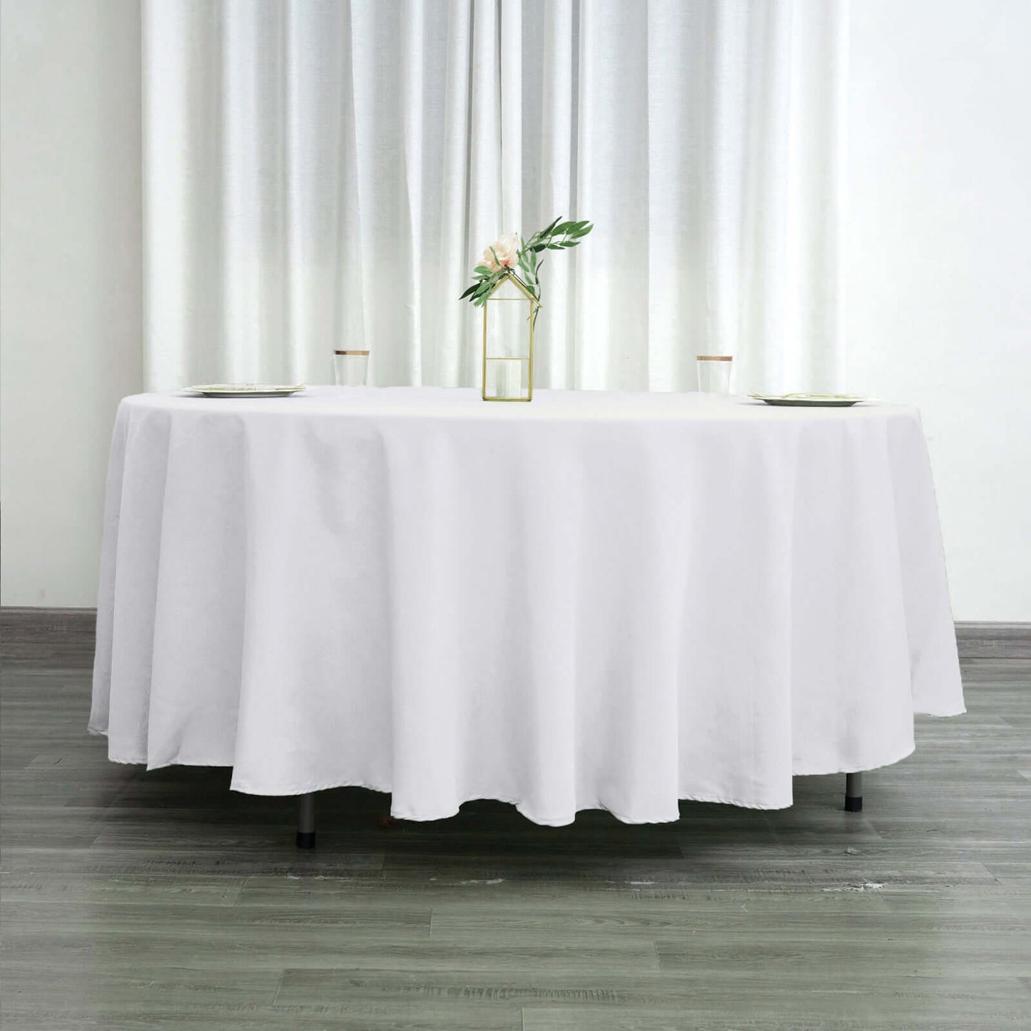 Polyester 108" Round Tablecloth White - Wrinkle - Resistant and Stylish Table Cover - Linen Luxes